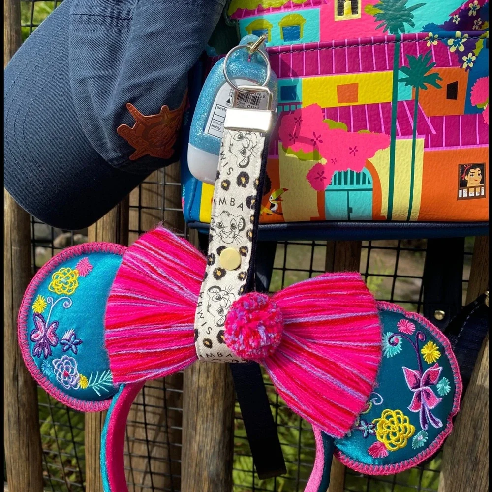 Handmade Minnie ears holder keychain in The Lion King Simba print